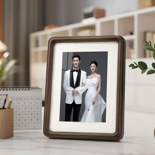 Yusenyi walnut wedding photo frame setting diy custom developed 6-inch photo family portrait photo printing solid wood-walnut plus cardboard 10 inches
