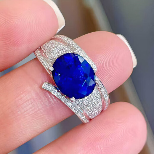 HEEKAIYI Sapphire Ring Female Royal Blue 18k Gold Diamond Ring Chinese Valentine's Day Birthday Gift for Wife and Girlfriend Selected 3.5 Carat/Royal Blue