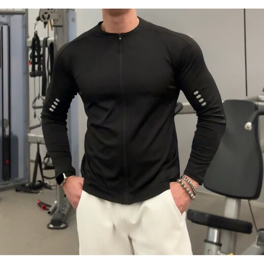 Bantang Jinse Cycling Jacket Sports Long Sleeve Men's Cycling Jacket Fitness Spring and Autumn Top Quick-Drying Dry Tight Stretch Running Training Black M _ Recommended 100-120 Jin Jin equals 0.5 kg