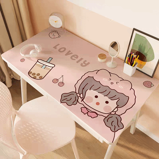 语森忆桌垫电脑桌书桌垫子学生儿童防水可擦洗学习写字梳妆台桌面保护办公桌布 加油英文 70*120厘米