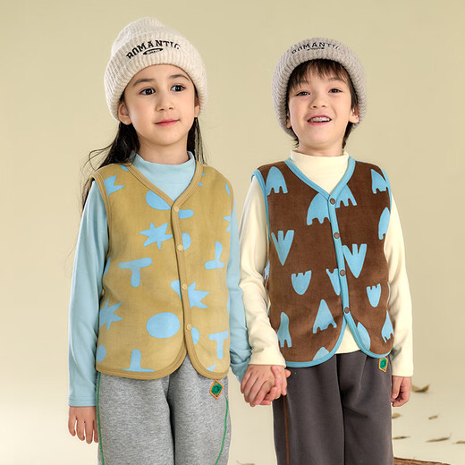 Cotton hall double-sided vest thick plush jacket for boys 2025 autumn new style plush vest for girls xt2 interesting geometry 120