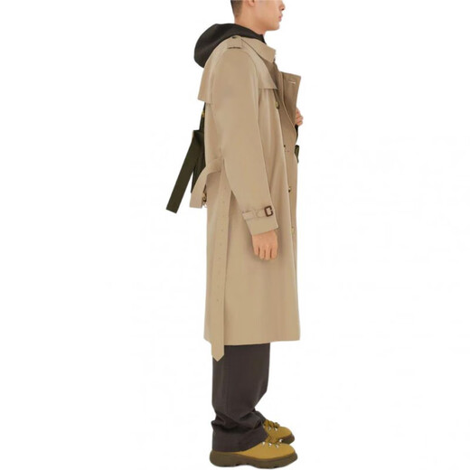 BURBERRY New Year's gift Burberry SS24 solid color lapel double-breasted long windbreaker men's honey color honey color one size 50