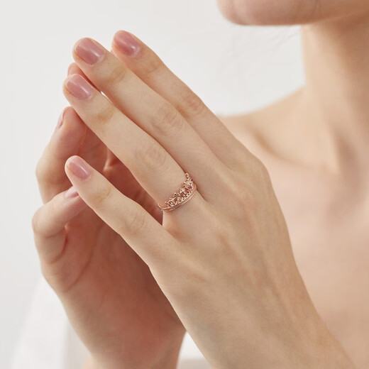 Chow Sang Sang VA Laurel Crown Ruby Diamond Ring Women's Rose Gold Color Gold K Gold Ring 91267R 11 Circles