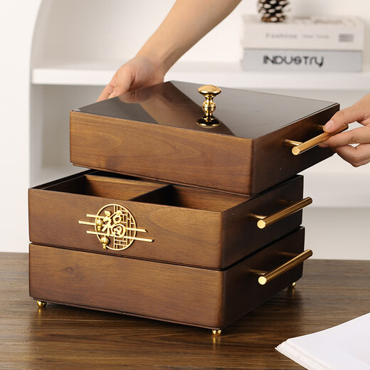 Black walnut tissue box living room coffee table remote control storage box light luxury solid wood new Chinese style household toilet paper box upgraded vertical striped tissue box