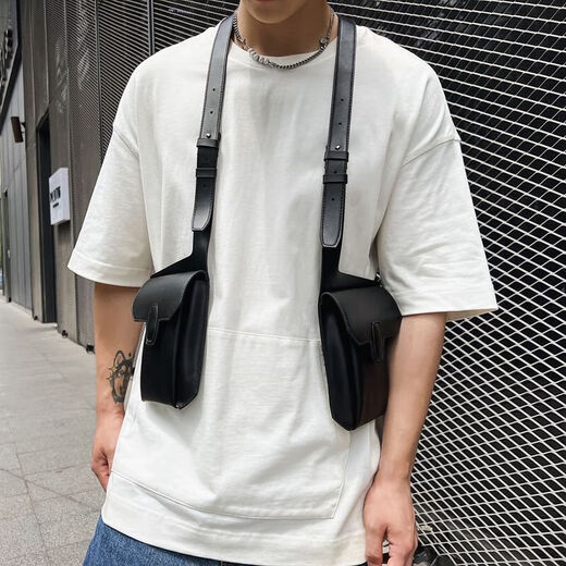 Yunpo trendy brand multifunctional tactical functional vest bag men's cycling vest bag Japanese multi-pocket workwear hip-hop chest bag black