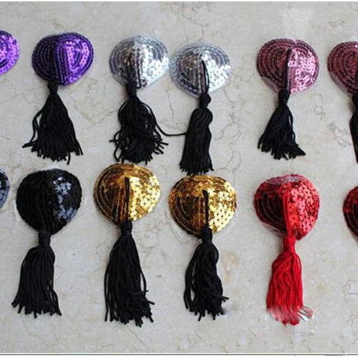 Sexy accessories breast patch blood drops tassel sequins invisible breast patch supplies women's underwear accessories all black breast patch blood drops