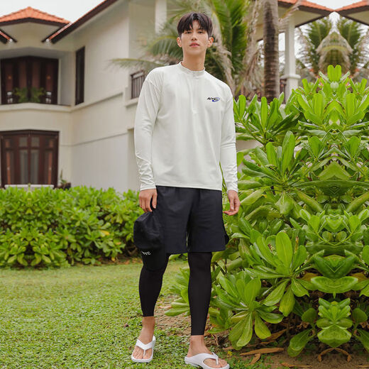 Wetsuit men's split long-sleeved trousers large size zipper quick-drying sun protection snorkeling surfing winter warm swimsuit suit black and green couple contact customer service L