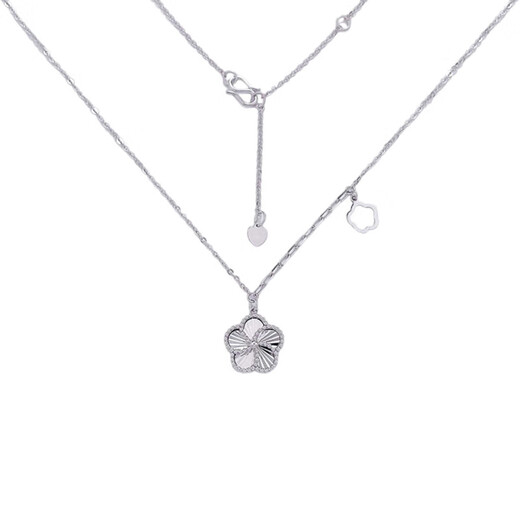 Lao Fengxiang platinum hollow adjustable romantic flower-shaped peach blossom set chain platinum jewelry white gold about 5.21g