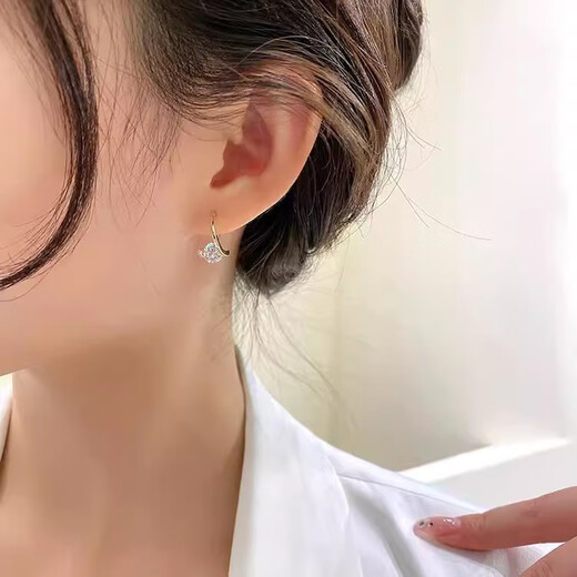 DAVA Outlets 18K gold French zircon earrings, high-end earrings, light luxury temperament, versatile earrings for women, 87 French zircon earrings