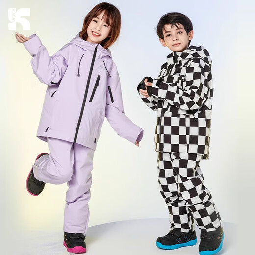 KuFeng (kufun) children's ski clothing suit for women and men new snow clothing tops single board and double board equipment waterproof jacket children super flash green overalls one size 110