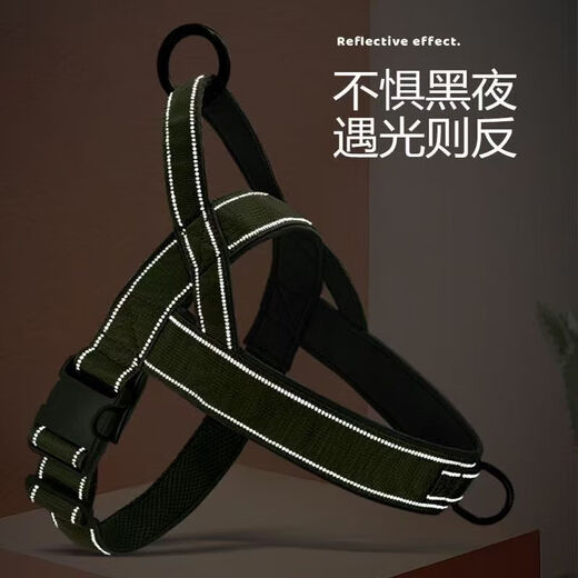 Dog Leash Large Dog Harness Vest Collar Horse Dog Golden Retriever German Shepherd Collar Dog Leash Tactical Harness Khaki (excluding rope) M size (chest 59-70cm recommended 25-40Jin Jin equals 0.5kg)