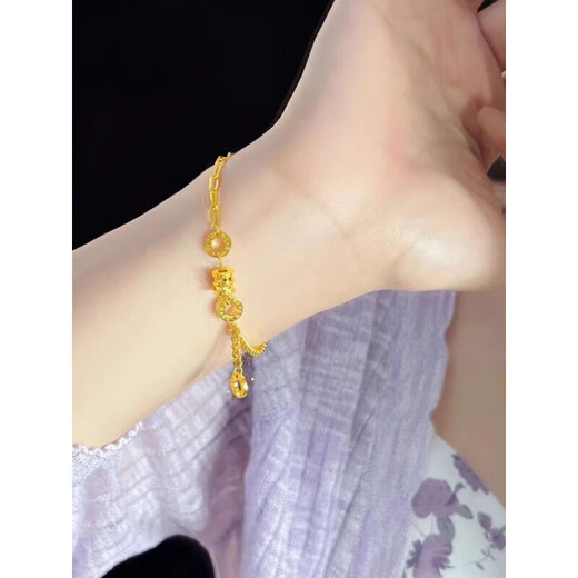 Fuwu new 18K gold-filled waist bracelet for girls, Passepartout transfer beads, versatile simple design bracelet, waist bracelet