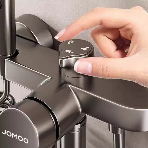 Jomoo all-copper shower set bathtub bathroom simple split topless spray supercharged shower set gun gray three-speed Moon Bay square with rod style