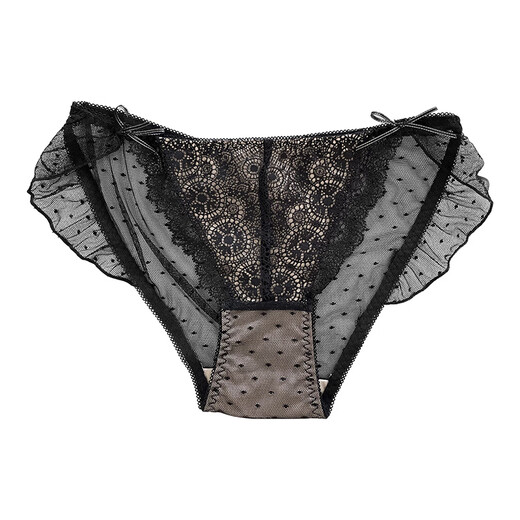 Universal sexy pure lust style lace bow high slit underwear for women, comfortable and breathable low-waisted underwear, gray 12% off for orders of 5 pieces L