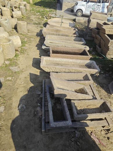 Old stone trough, pig trough, manger, fish tank, flower pot, outdoor courtyard stone wash basin, old parts, landscaping flow set, flow set 4