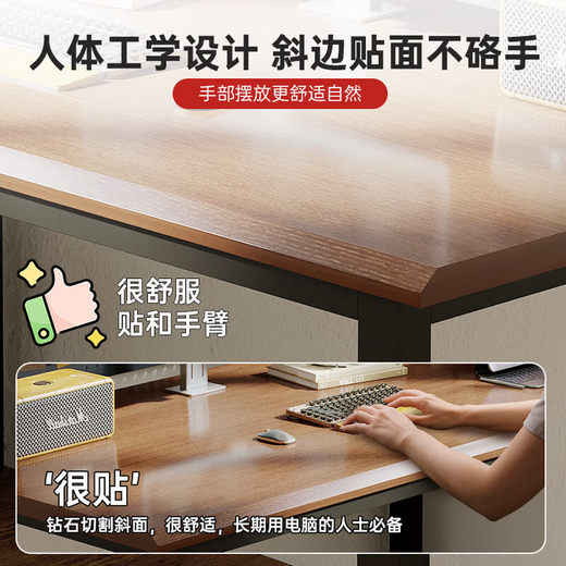 Gujia Home Computer Desk Desktop Home Desk Desk Solid Wood Grain Study Study Writing Desk Double Work Table Game Ergonomic Beveled Edge* Thickened 25MM Desktop Single Desk North American Original Wood Grain Color 1.2M Gujia Service | Door-to-Door Delivery Package Installation
