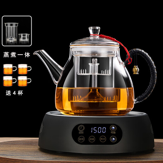 Tuojin imported from Germany high-power electric ceramic stove tea maker glass teapot special heating tea stove without pot stove 1500W black drum stove (1500W)