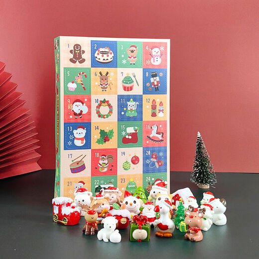 24-frame Christmas hole-in-the-wall countdown calendar, blind box Santa Claus ornaments, children's lottery toys, holiday gifts, 24-frame Christmas hole-in-the-wall 2 boxes