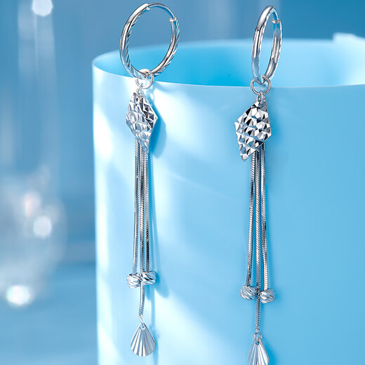 Luxury beads pt950 platinum tassel earrings, fashionable platinum ear wire, new style, high-end and temperament for girls 3.34g