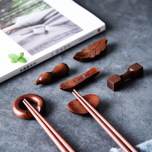 XUNIAN 2-pack Japanese-style solid wood chopstick pillow, cute chopstick holder, chopstick holder, creative home spoon holder, spoon holder, dumbbell chopstick holder (Phoebe 2-pack)