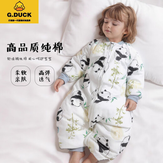 G.DUCKKIDS baby split-leg sleeping bag spring and autumn double-layer pure cotton baby one-piece pajamas, children's anti-kick quilt artifact, universal model for all seasons Cute rabbit--single-layer pure cotton short-sleeved Order according to the recommended height S (90) code--recommended height 70-8