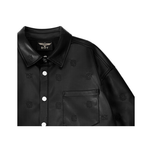 BOY LONDON simple, comfortable and versatile casual printed long-sleeved shirt for men and women, black, black XS