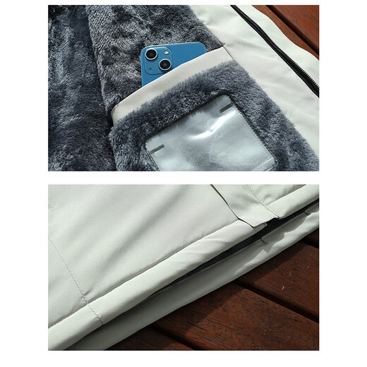 JEEP SPIRIT Jeep cotton autumn and winter jacket plus velvet thickened warm outdoor hooded sports top Khaki XL