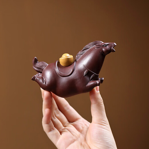 Finger Pottery Creativity Yixing Zisha Tea Pet Handmade Tea Play Tea Tray Horse to Success Tang Horse Decoration Zodiac Horse Horse to Success Horse Road to Success Tea Pet