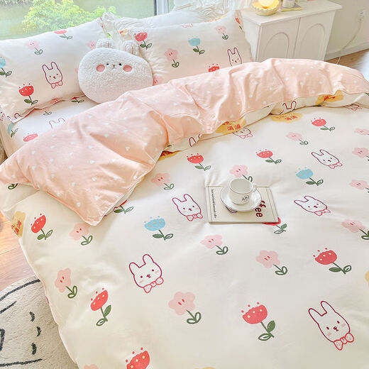 Vinoa cute cotton quilt cover single piece 100 cotton spring and summer children's dormitory single quilt cover 200x230 quilt three-piece set donut-red single quilt cover 110x150cm double needle craft kindergarten special