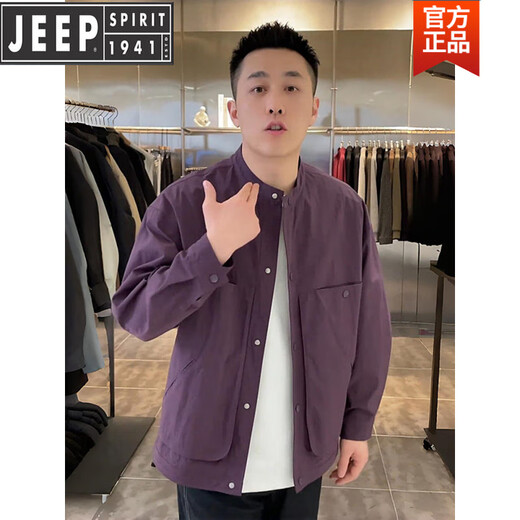 JEEP2025 Autumn Trend Henry Collar Shirt Jacket Men's Simple Fashion Loose Versatile Slim Casual Jacket Apricot XL 140-160Jin Jin is equal to 0.5 kg