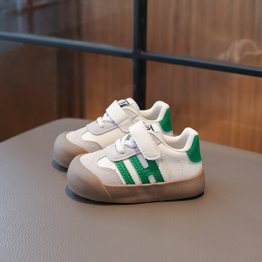 Ginoble baby's new soft-soled leather toddler shoes 2025 autumn and winter infants and toddlers 0-1-3 years old boys' sneakers moral training shoes for women 4 beige leather cut label removal cabinet 20 inner length 14.0cm