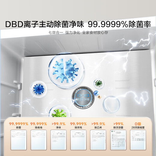 Hisense Big Mint Refrigerator 508 ultra-thin zero-embedded refrigerator four-door cross-door dual system first-level energy efficiency air-cooled frost-free active sterilization BCD-508S3CZKQD Renewal dual system * double cycle * zero embedded