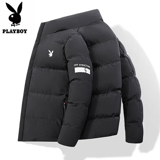 Playboy cotton coat for men winter 2025 new style coat cotton coat thickened to keep warm and cold-proof casual loose youth men's cotton padded jacket 005-khaki (scarf included) L 100-115Jin Jin equals 0.5 kg