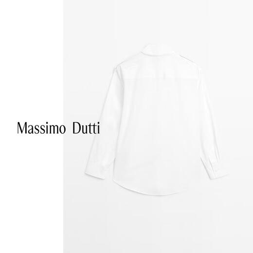 Massimo Dutti Autumn and Winter New Products 2025 Women's Clothing Classic Versatile Basic High Intelligent Cotton Long-Sleeved Shirt 05137887 White XS (165/84A)