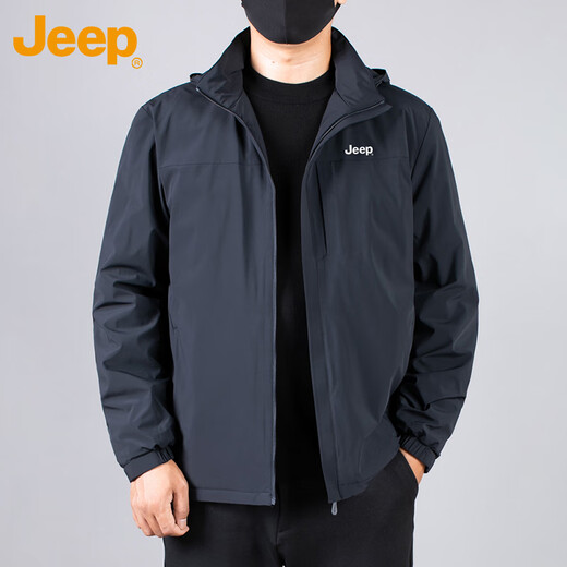 Jeep (JEEP) jacket men's autumn and winter executive hooded business casual dad middle-aged clothes men's navy XL