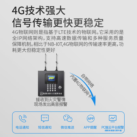 Gangqi Fire Fighting Special Full 4G Wireless Smoke Alarm System Internet of Things Connection Mobile Phone Remote Notification Smoke Alarm Fire Detection Home Warehouse Hotel Battery Smoke Detector