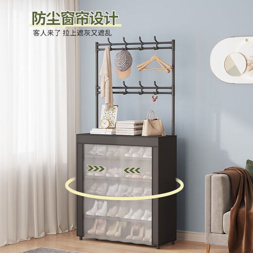 Fantasy floor-standing multi-layer shoe cabinet shoe box sturdy with hook shelf storage shoe and hat rack entry door dust-proof simple shoe rack dust-proof black-7 layers 80