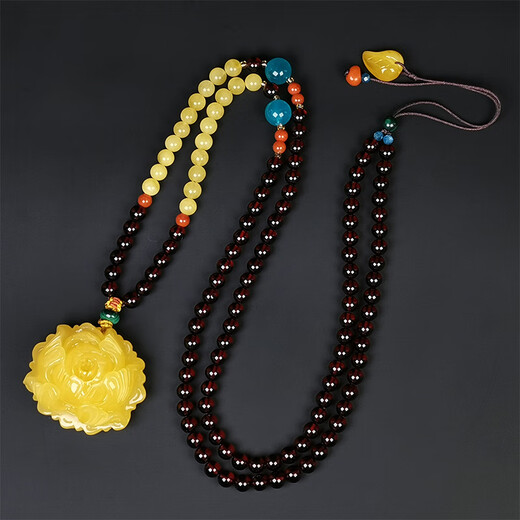 Amber School, one object, one picture, one certificate, beeswax pendant, natural amber necklace, chicken oil yellow peony flower, no cracks, pendant 10.04g, 32*35*18mm