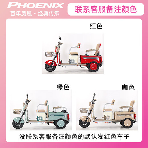 Phoenix Electric Tricycle Passenger and Cargo Dual-Purpose Electric Tricycle Small Bucket for Cargo Transport for the Elderly Electric Tricycle Fengming PLUS 650W48V12A Lead-Acid Battery About 20 Kilometers