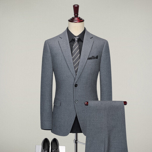 Guillaume de Mons pure wool suit men's business formal suit complete set of men's groom's wedding dress suit thickened gray top + pants MXF076 52
