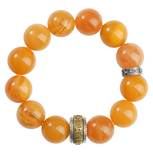 Potala Palace silver and white clothes, chicken oil and yellow beeswax bracelet, single circle for men and women to play with the Year of the Zodiac bracelet as a gift for boyfriend