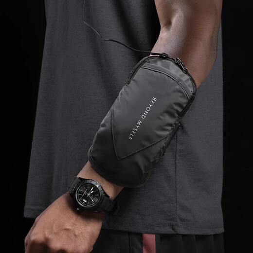 Running mobile phone arm bag sports mobile phone bag arm bag men's mobile phone bag wrist bag fitness equipment artifact e black reflective style