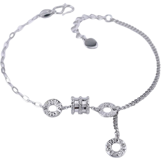 Lao Fengxiang platinum love small waist adjustable bracelet as a birthday gift for girlfriend platinum jewelry white gold about 4.4g