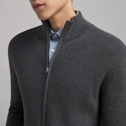 YOUNGOR Sweater Men's Autumn and Winter Young Men's Sweater Zipper Cardigan Cardigan Wool Blended Fabric 2 Colors Dark Gray VWHW619967CLA S 95c