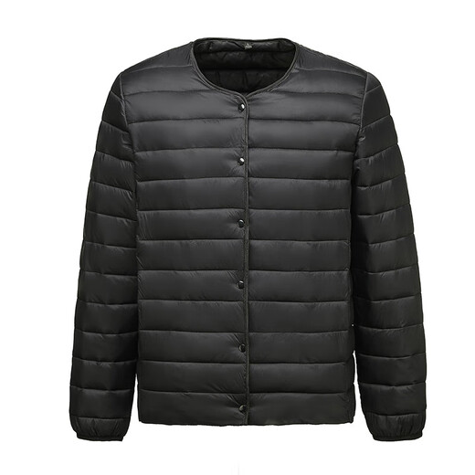 Lightweight down cotton jacket for men with short inner lining, autumn and winter new casual warm collarless inner and outer cotton coat black 2XL 135-150Jin Jin is equal to 0.5 kg