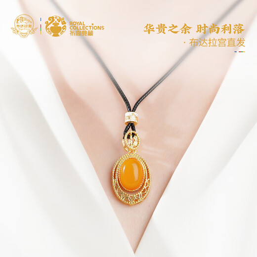 Potala Palace Beeswax Pendant Necklace High-end Niche Egg Faced Amber Sweater Chain Neck Accessories Women's Birthday Gift Beeswax Pendant