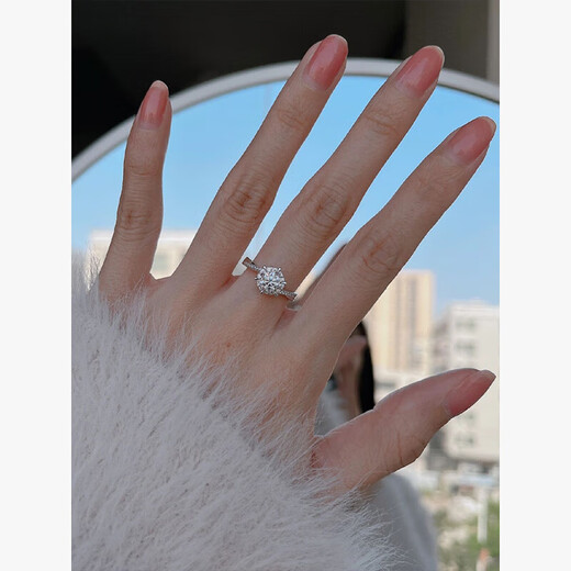 Pt950 platinum moissanite diamond ring for women platinum niche design six claws 50 points proposal engagement wedding gift main diamond 50 points size 19 finger circumference 59mm light luxury style