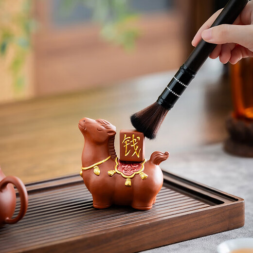 Zisha Make Money Immediately Tea Pet Decoration National Trend Decoration Office Desktop Tea Table Ceramic Tea Playing Horse New Product Zisha Guochao Make Money Immediately