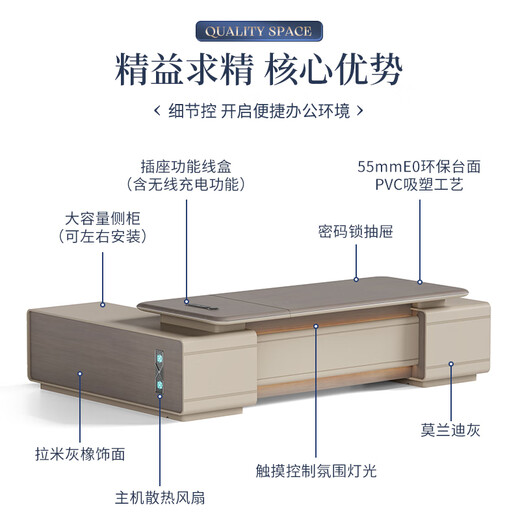 ZHONGSHENG Desk Boss Desk Modern Simple Chairman Executive Desk President Office Office Furniture Table and Chair Combination Desk Color Card Sample 10cm*10cm