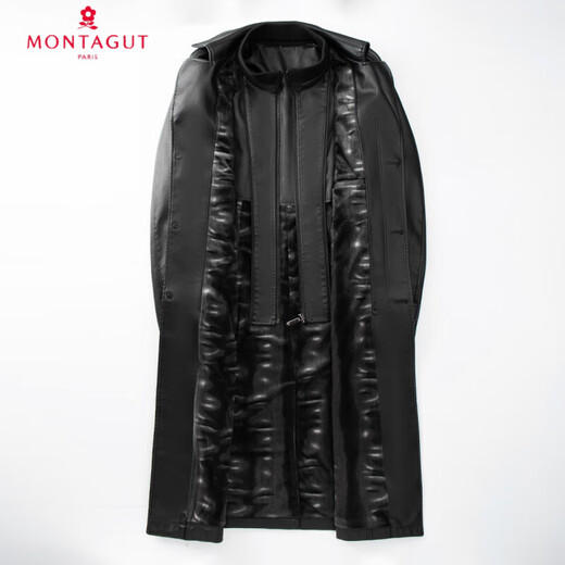 Montagut Warm Plus Velvet + Long 25 Winter Leather Jacket Fashion Jacket Men's Leather Jacket Men's PU Leather Jacket Black 3XL /56